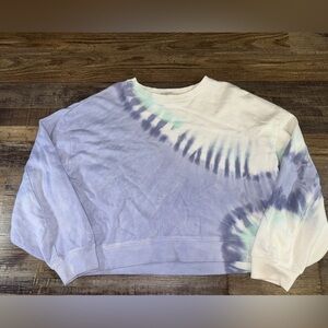 Z Supply Tie Dye Cropped Sweatshirt Large Lavender Blue